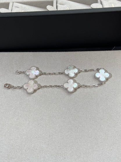 [WZQ]CLOVER SILVER MOP 5 MOTIF BRACELET