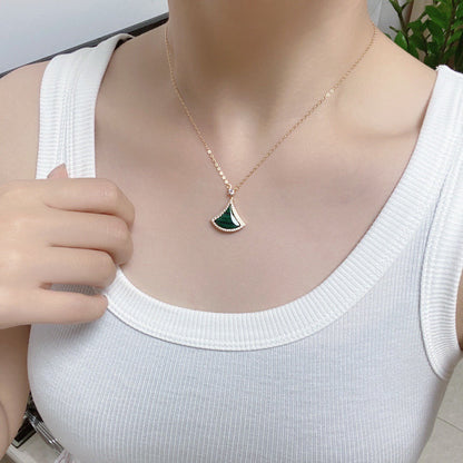 [WZQ]DREAM MALACHITE DIAMOND PAVED PINK GOLD NECKLACE