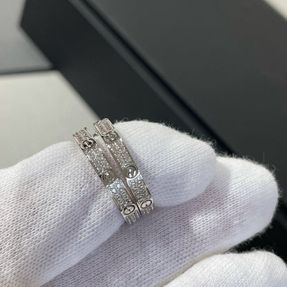 [WZQ]LOVE DIAMOND SILVER HOOP EARRINGS