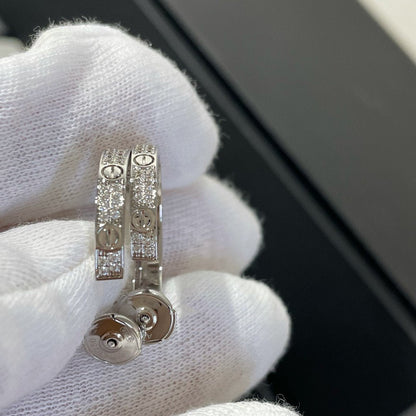 [WZQ]LOVE DIAMOND SILVER HOOP EARRINGS