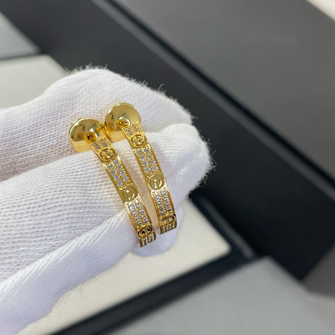 [WZQ]LOVE DIAMOND GOLD HOOP EARRINGS