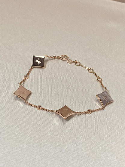 [WZQ]STAR 4 MOTIF MOP DIAMOND PINK GOLD BRACELET