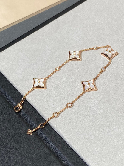 [WZQ]STAR 4 MOTIF MOP DIAMOND PINK GOLD BRACELET