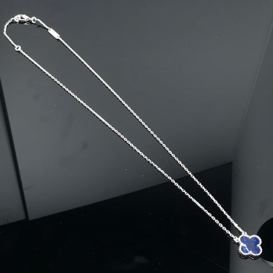 [WZQ]CLOVER PIETERSITE SILVER LONG NECKLACE