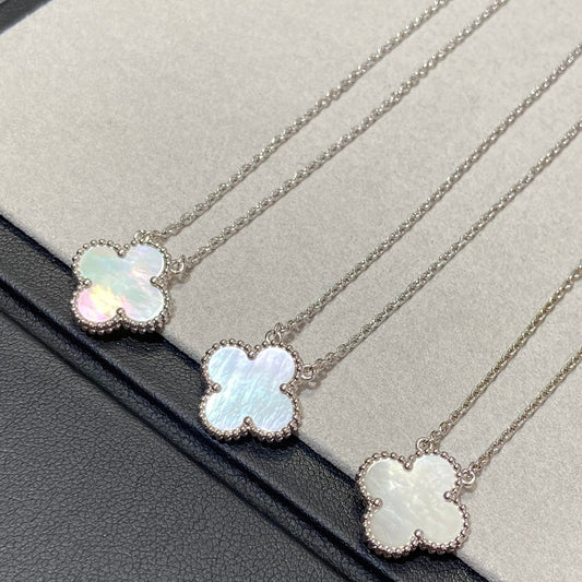 [WZQ]CLOVER MEDIUM SILVER WHITE MOP NECKLACE