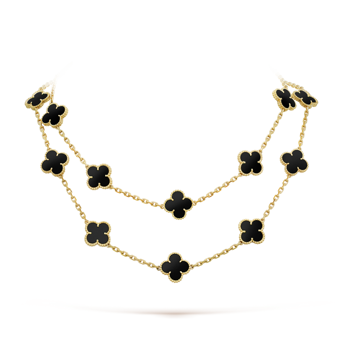 [WZQ]CLOVER 20 MOTIFS ONYX NECKLACE