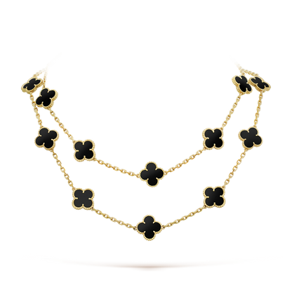 [WZQ]CLOVER 20 MOTIFS ONYX NECKLACE