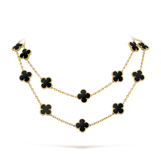 [WZQ]CLOVER 20 MOTIFS ONYX NECKLACE