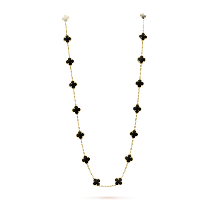 [WZQ]CLOVER 20 MOTIFS ONYX NECKLACE