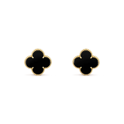 [WZQ]CLOVER MEDIUM 1 MOTIFS  ONYX STUD EARRINGS