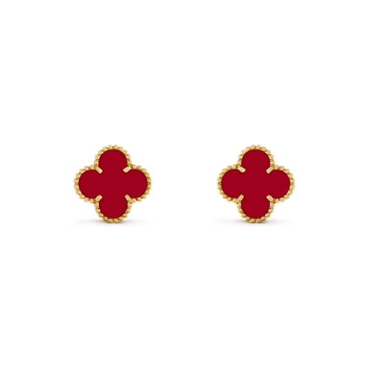 [WZQ]CLOVER MEDIUM 1 MOTIFS CARNELIAN  EARRINGS