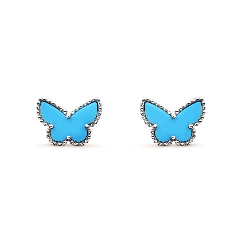 [WZQ]BUTTERFLY TURQUOISE EARRINGS SILVER