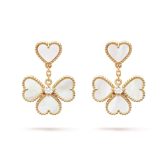 [WZQ]CLOVER SWEET WHITE MOP EARRINGS