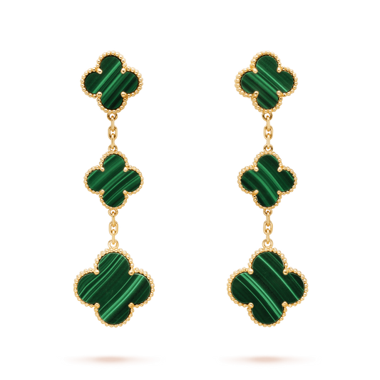 [WZQ]CLOVER MALACHITE 3 MOTIFS GOLD