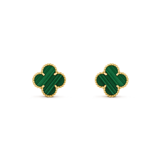 [WZQ]CLOVER MEDIUM 1 MOTIFS MALACHITE  EARRINGS