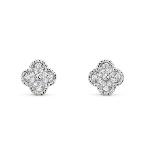 [WZQ]CLOVER MINI DIAMOND STUD EARRINGS