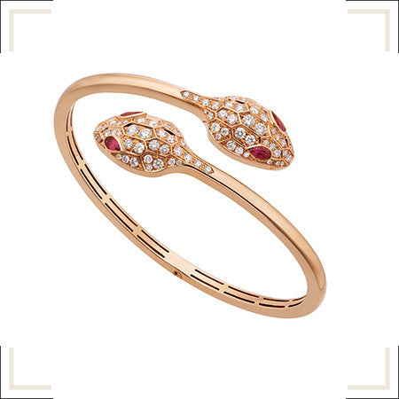 [WZQ]SERPENTI BRACELET PINK GOLD DIAMOND DOUBLE SNAKE