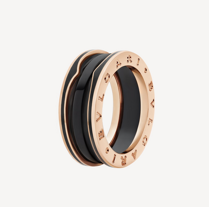 [WZQ]ZERO 1 TWO-BAND WITH MATTE BLACK CERAMIC PINK GOLD RING