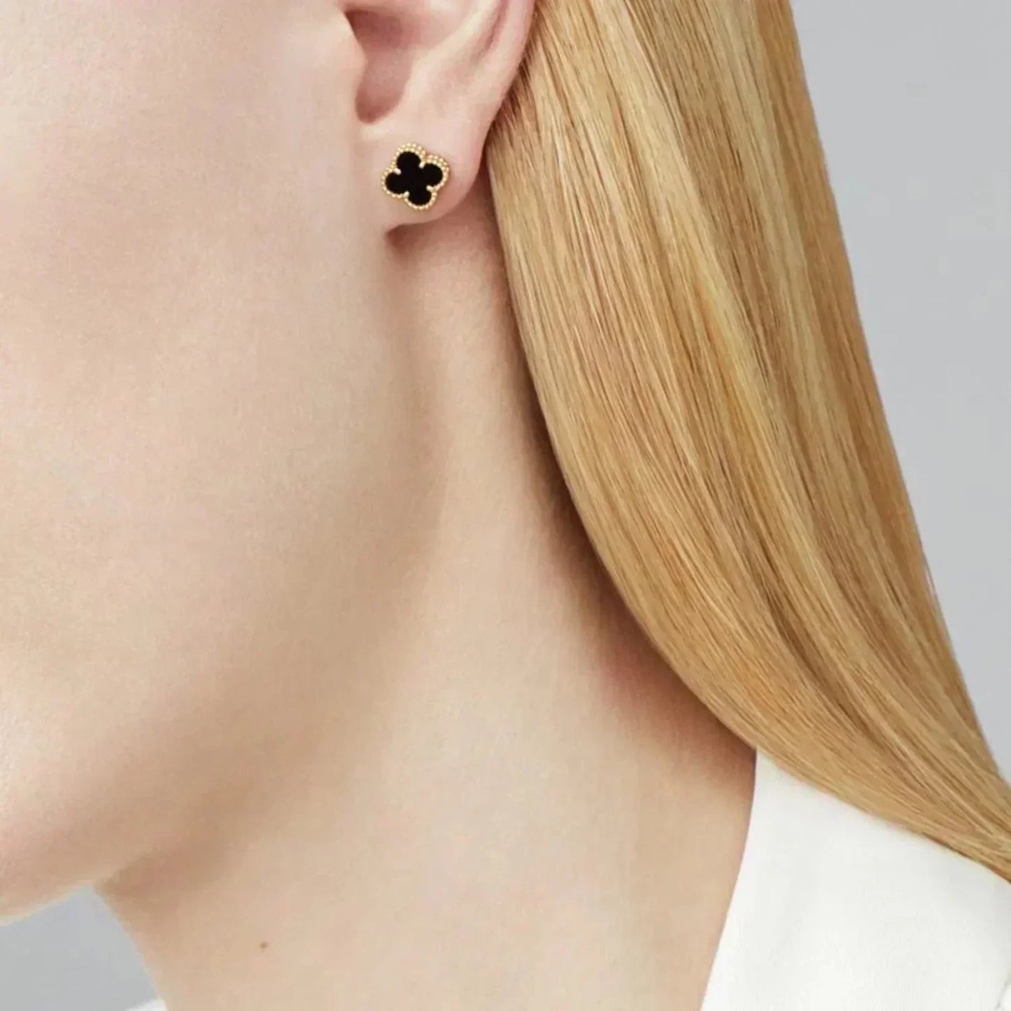 [WZQ]CLOVER MINI 9.5MM BLACK MOP EARRINGS