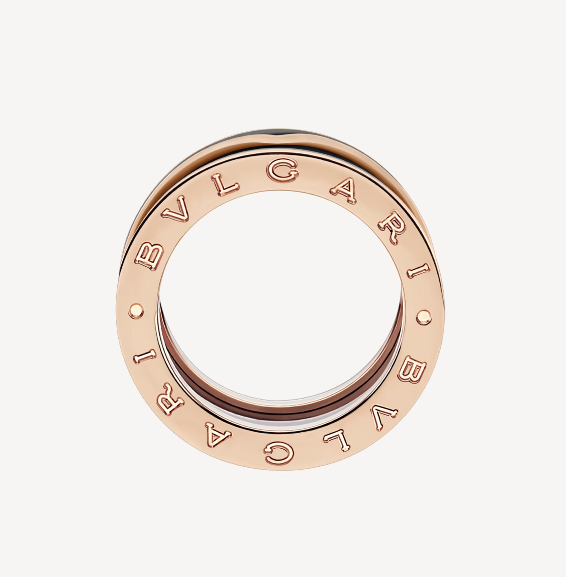 [WZQ]ZERO 1 TWO-BAND WITH MATTE BLACK CERAMIC PINK GOLD RING