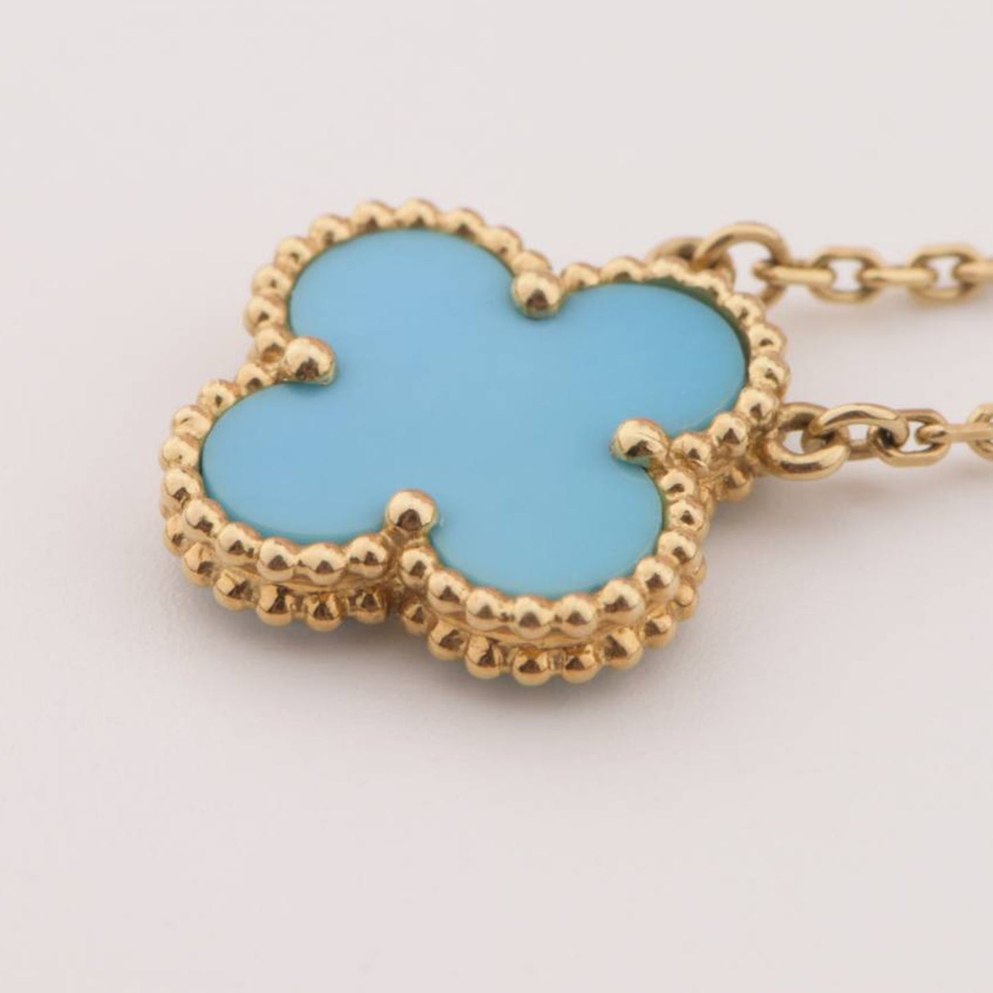 [WZQ]CLOVER 15MM VINTAGE TURQUOISE NECKLACE