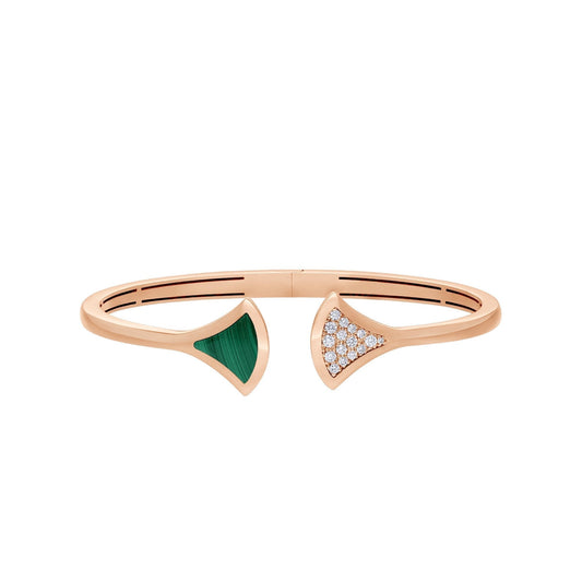 [WZQ]DREAM BRACELET OPEN MALACHITE PINK GOLD