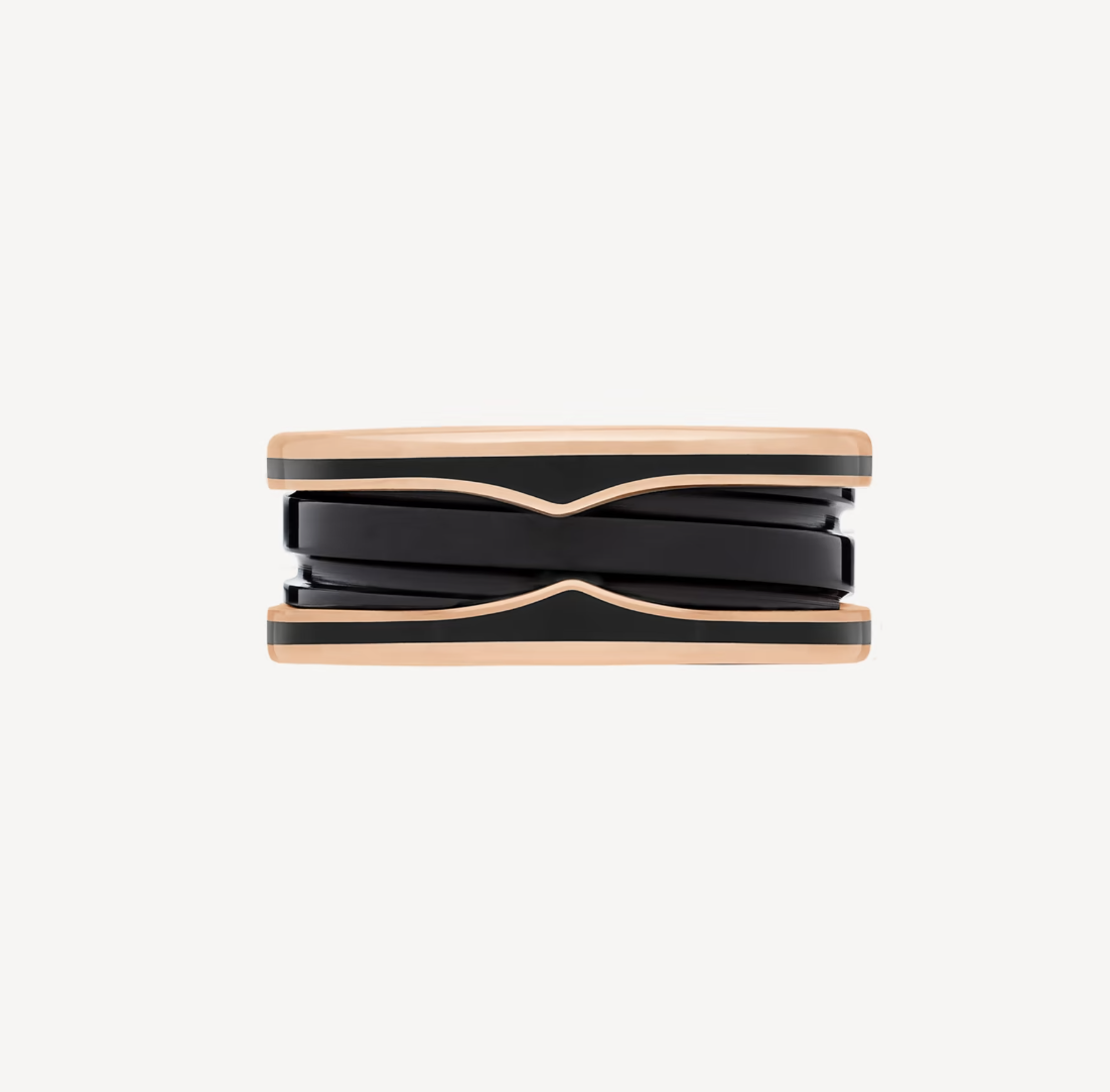 [WZQ]ZERO 1 TWO-BAND WITH MATTE BLACK CERAMIC PINK GOLD RING