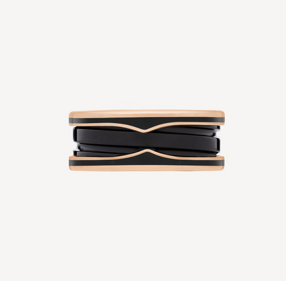 [WZQ]ZERO 1 TWO-BAND WITH MATTE BLACK CERAMIC PINK GOLD RING