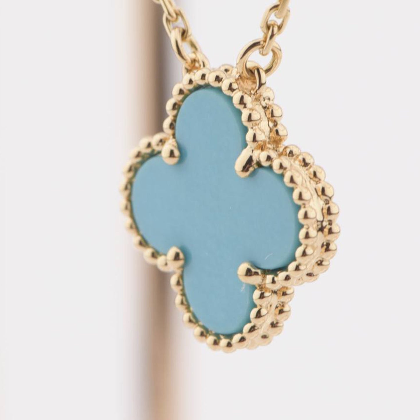 [WZQ]CLOVER 15MM VINTAGE TURQUOISE NECKLACE