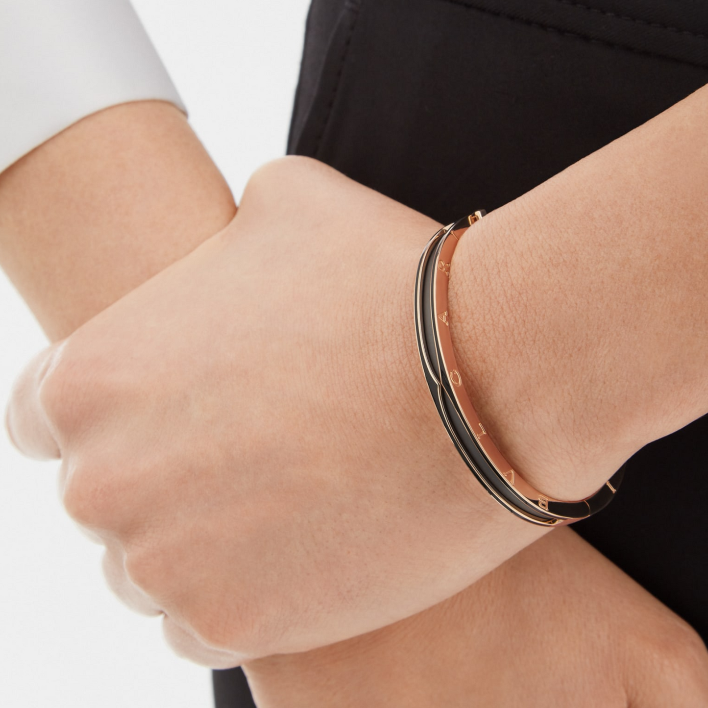 [WZQ]ZERO 1 PINK GOLD WITH MATTE BLACK CERAMIC BRACELET