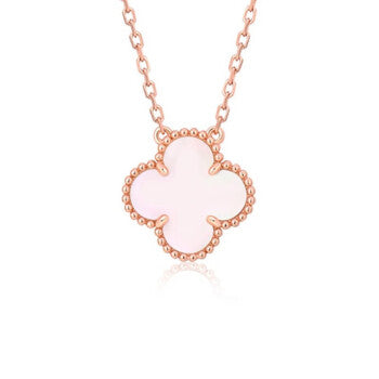 [WZQ]CLOVER 15MM PINK MOTHER-OF-PEARL SINGLE FLOWER NECKLACE
