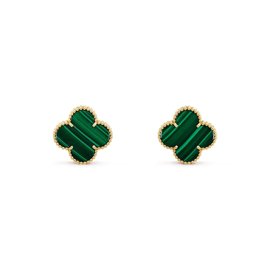 [WZQ]CLOVER MINI 9.5MM MALACHITE  EARRINGS