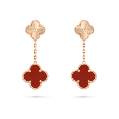 [WZQ]CLOVER 2 MOTIF  LASER CARNELIAN EARRINGS