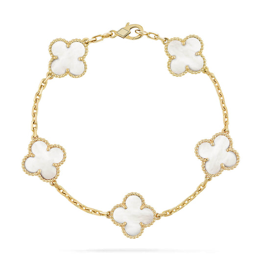 [WZQ]CLOVER  5 MOTIF WHITE MOP BRACELET