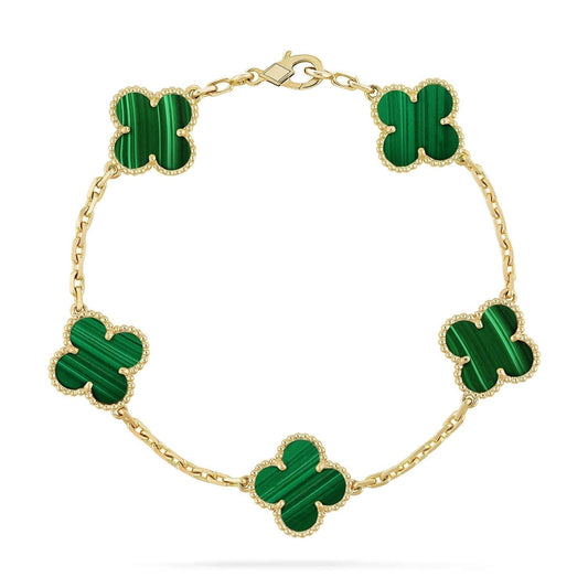 [WZQ]CLOVER 5 MOTIFS MALACHITE BRACELET