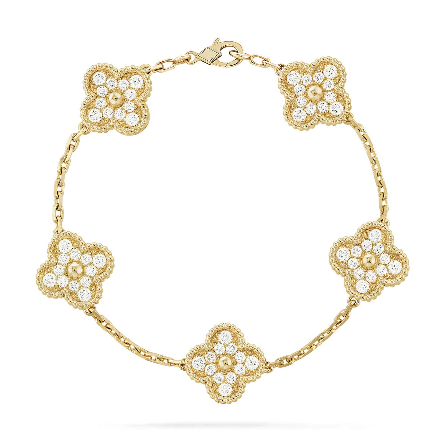 [WZQ]CLOVER 5 MOTIFS  FULL DIAMOND BRACELET
