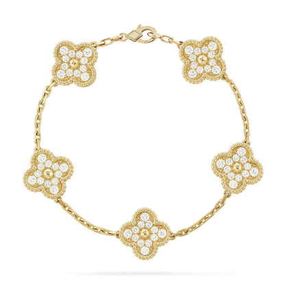 [WZQ]CLOVER 5 MOTIFS  FULL DIAMOND BRACELET