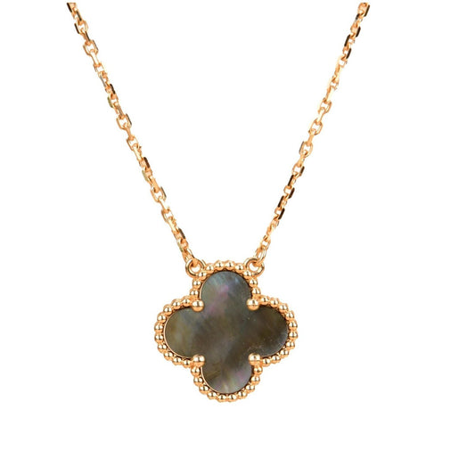 [WZQ]CLOVER 15MM  GRAY MOTHER OF PEARL NECKLACE
