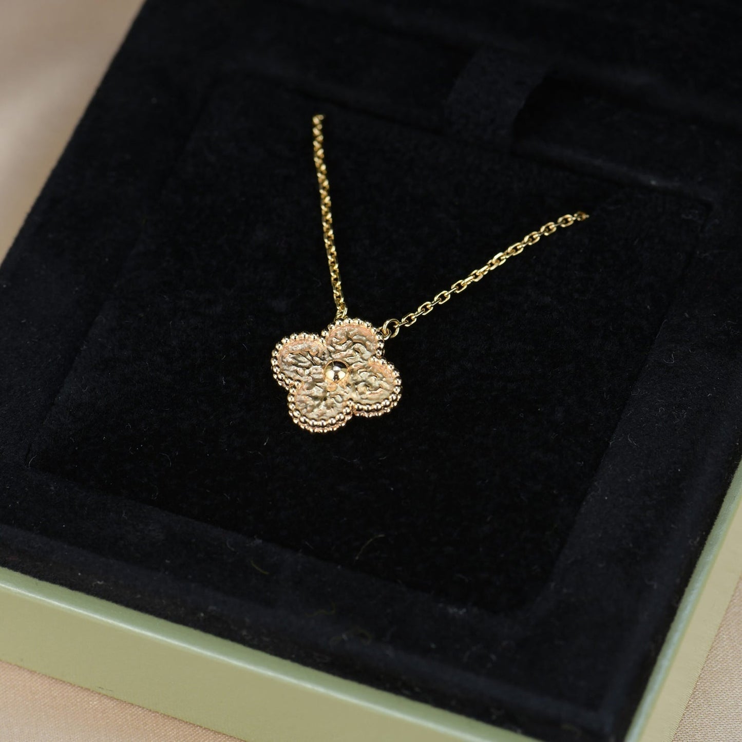 [WZQ]CLOVER 15MM  BRONZING NECKLACE