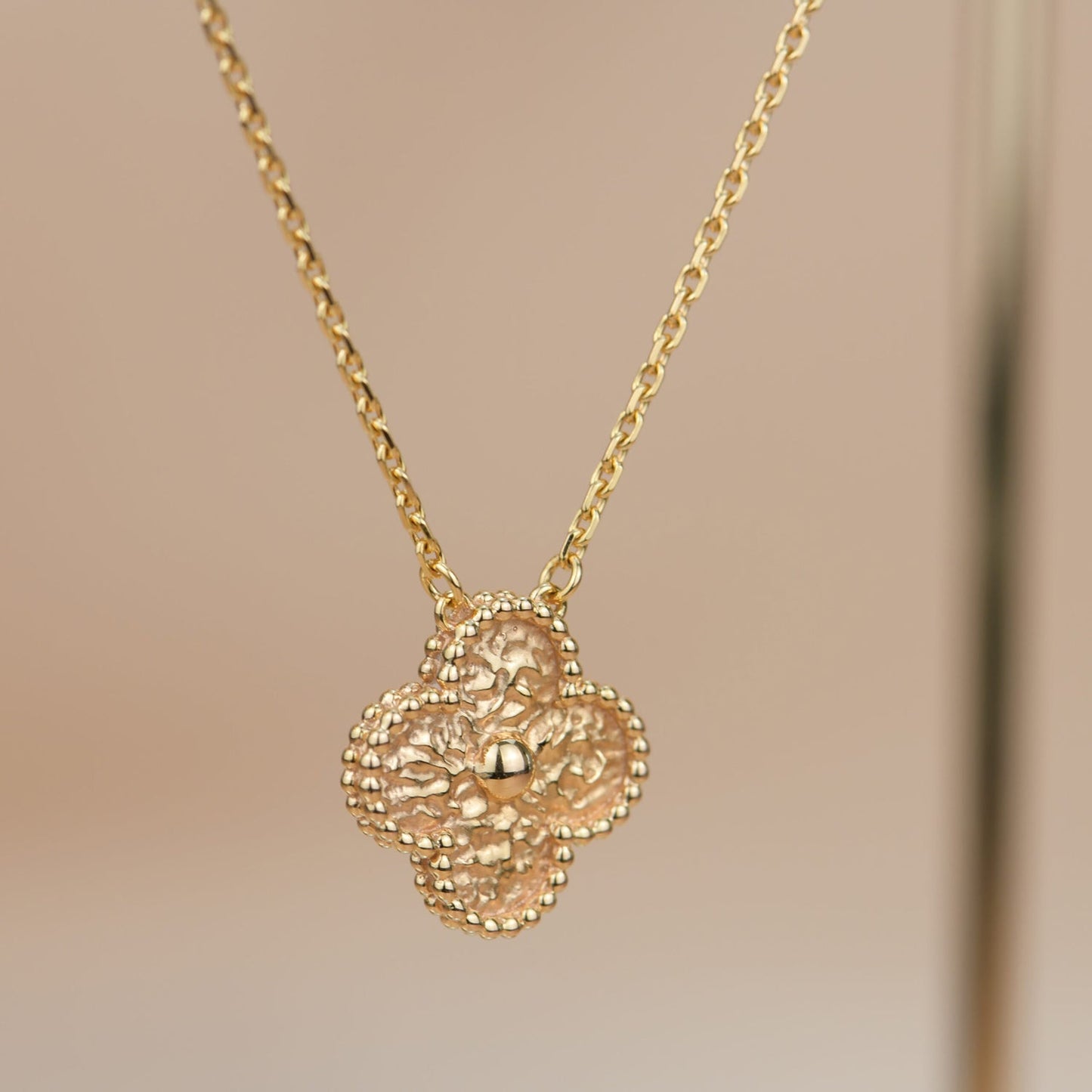 [WZQ]CLOVER 15MM  BRONZING NECKLACE