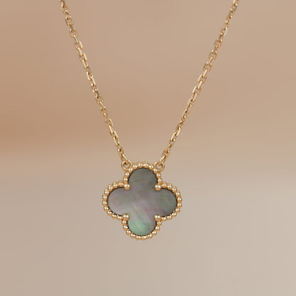 [WZQ]CLOVER 15MM  GRAY MOTHER OF PEARL NECKLACE