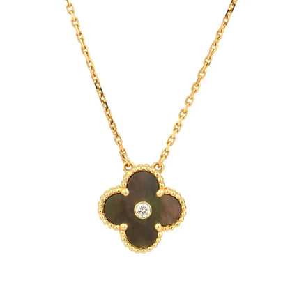 [WZQ]CLOVER 15MM DIAMOND AND MOTHER-OF-GREY NECKLACE