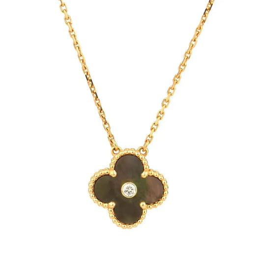 [WZQ]CLOVER 15MM DIAMOND AND MOTHER-OF-GREY NECKLACE