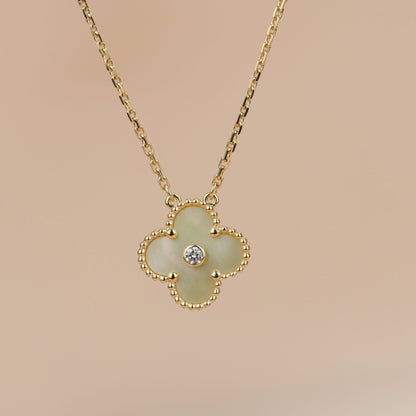 [WZQ]CLOVER 15MM DIAMOND GOLD MOTHER OF PEARL NECKLACE