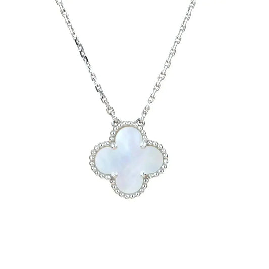 [WZQ]CLOVER  15MM WHITE MOTHER-OF-PEARL SILVER