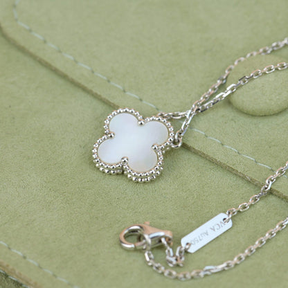 [WZQ]CLOVER  15MM WHITE MOTHER-OF-PEARL SILVER