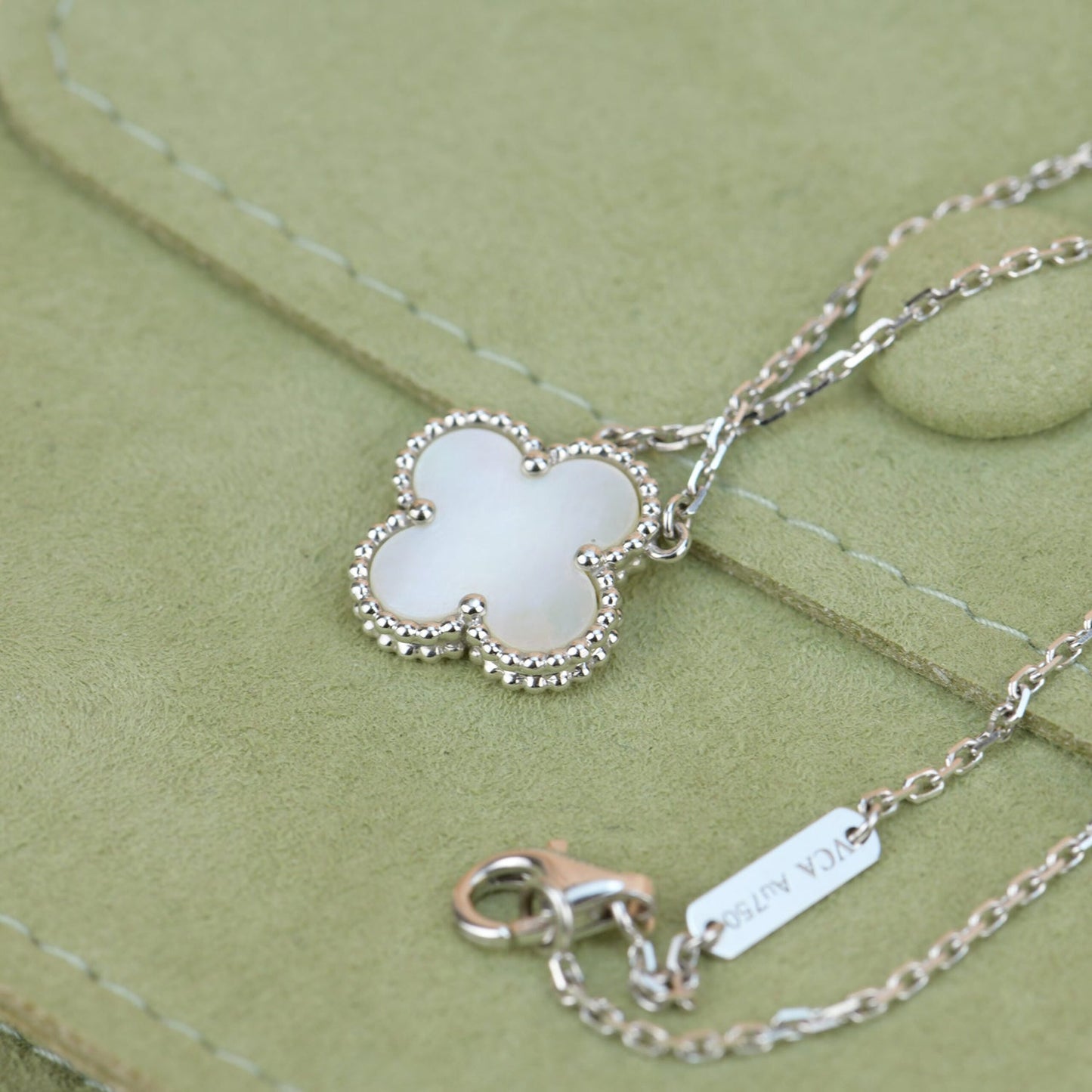 [WZQ]CLOVER  15MM WHITE MOTHER-OF-PEARL SILVER