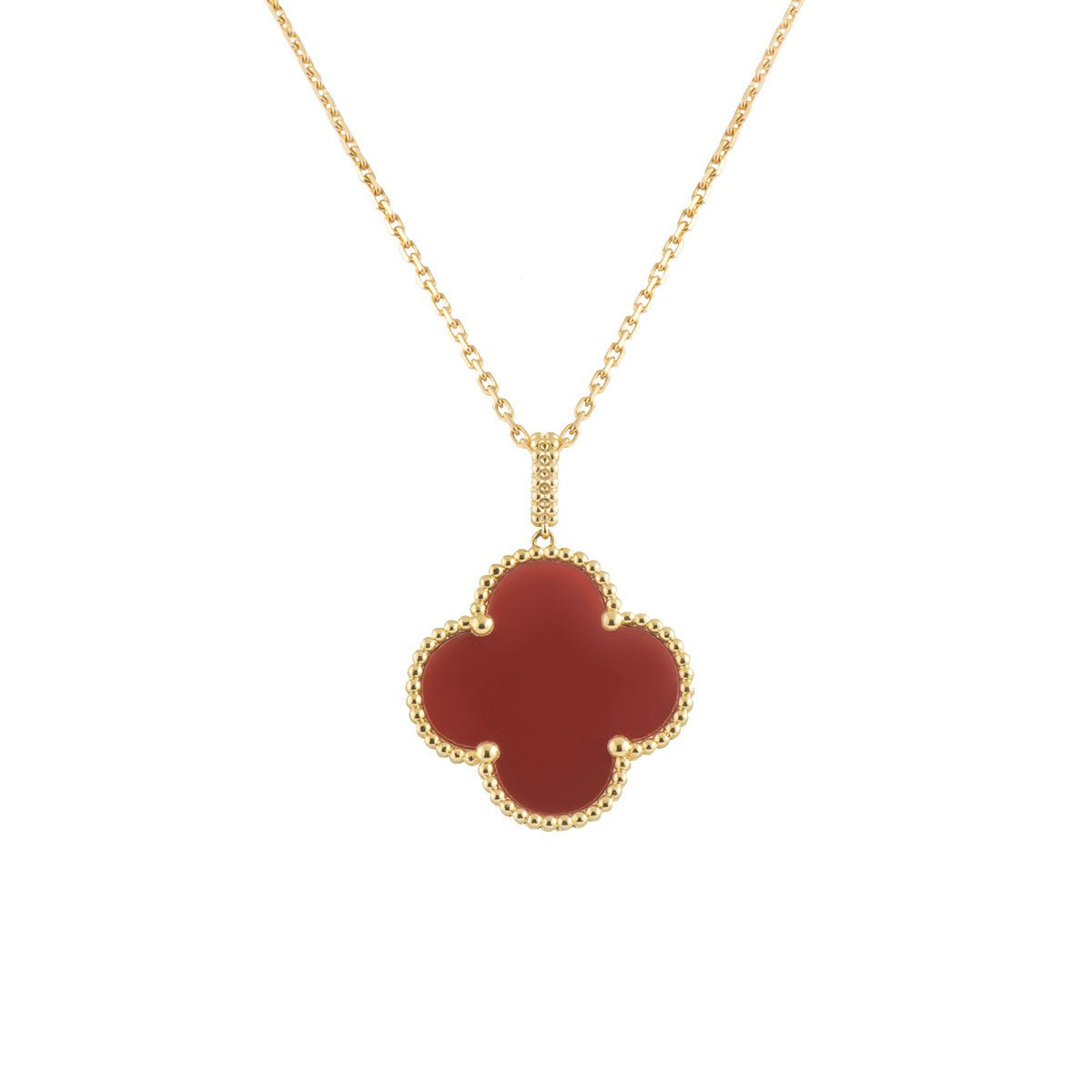 [WZQ]CLOVER 25MM NECKLACE GOLD CARNELIAN