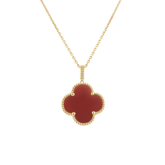 [WZQ]CLOVER 25MM NECKLACE GOLD CARNELIAN