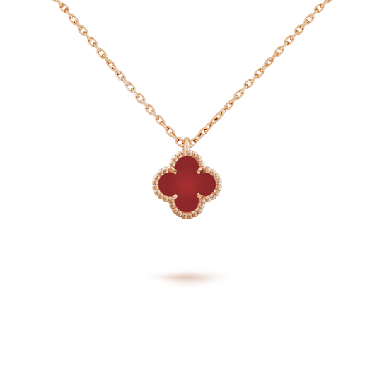 [WZQ]CLOVER MINI 9.5MM WHITE CARNELIANS NECKLACE